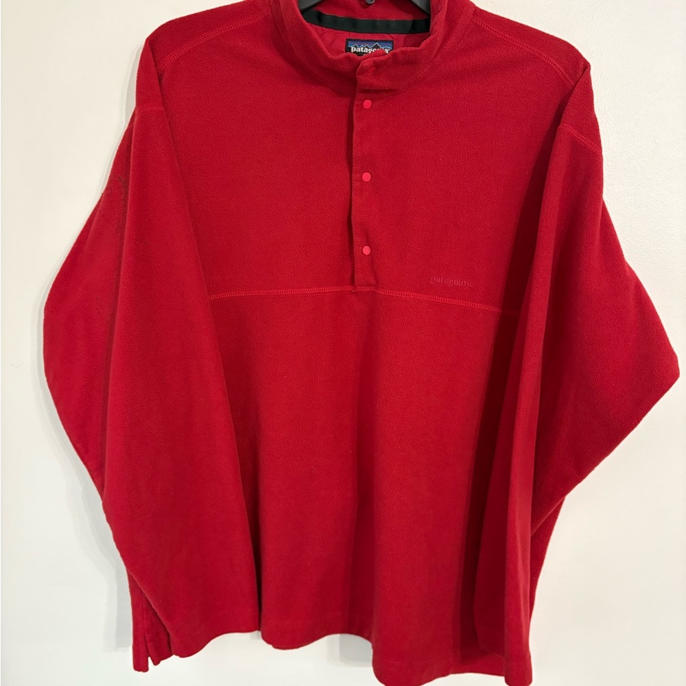 Men’s Patagonia Red Casual Snap Button fleece Blend Jacket Large